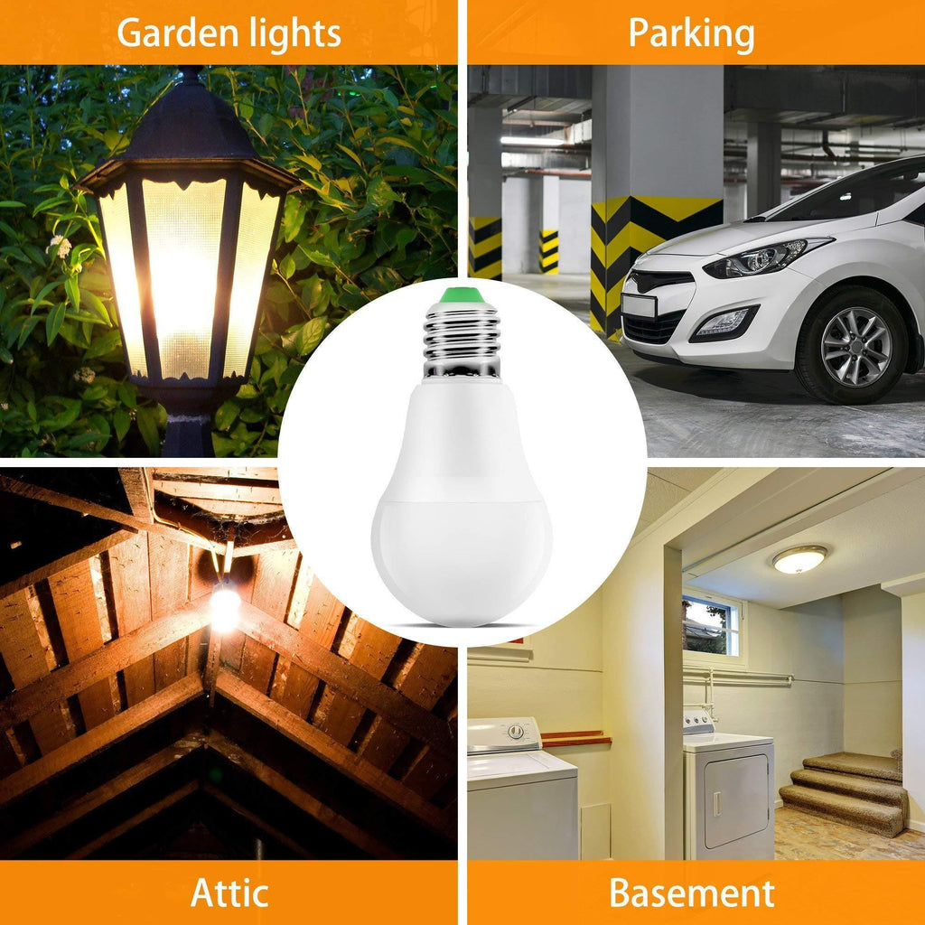 Bombilla con sensor de movimiento de radar para exteriores e interiores, luz diurna activada por movimiento, paquete de 2