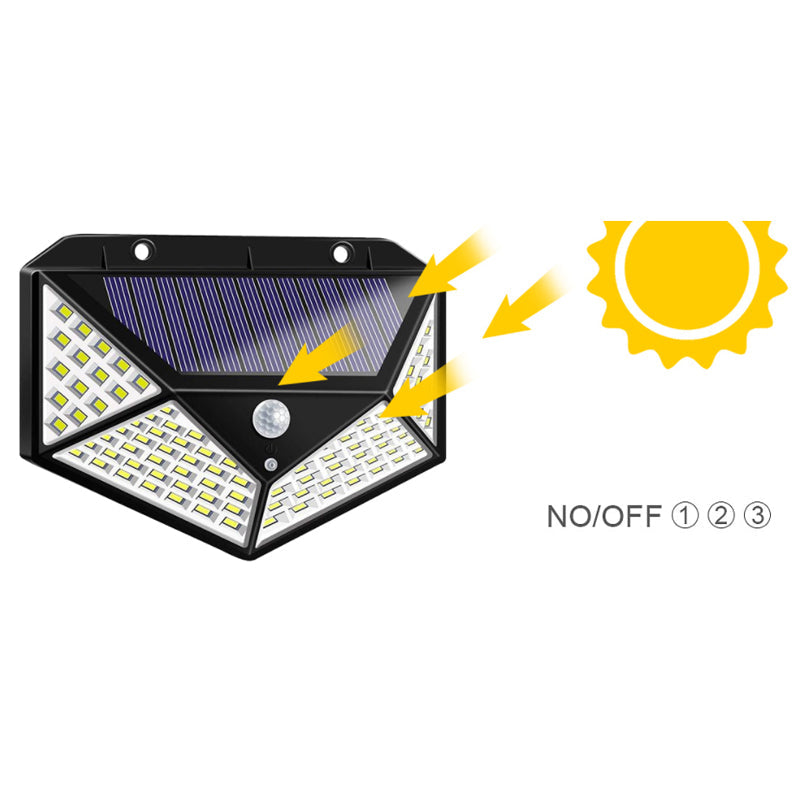 Solar-Bewegungsmelder-Außenleuchte mit 100 LEDs