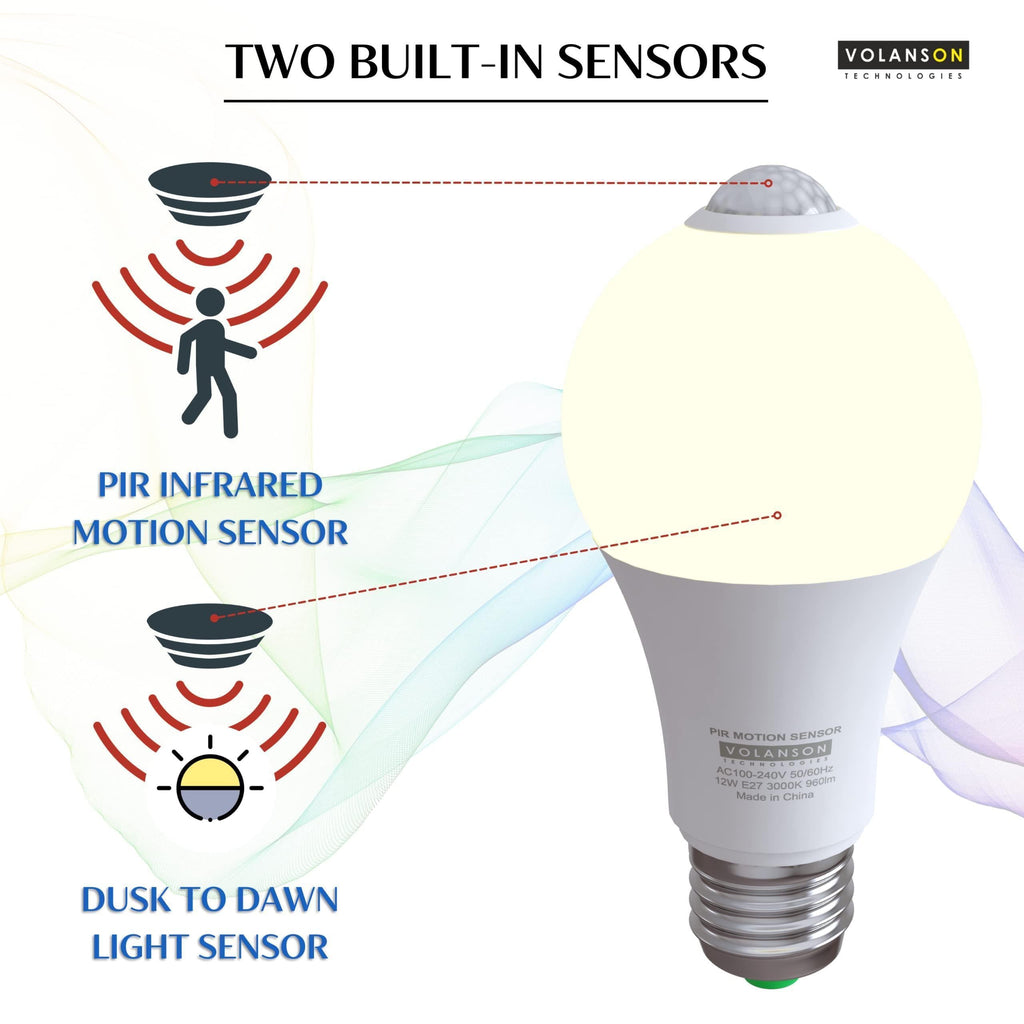 Bombillas con sensor de movimiento y sensor de anochecer a amanecer Bombilla con detector de movimiento para interiores