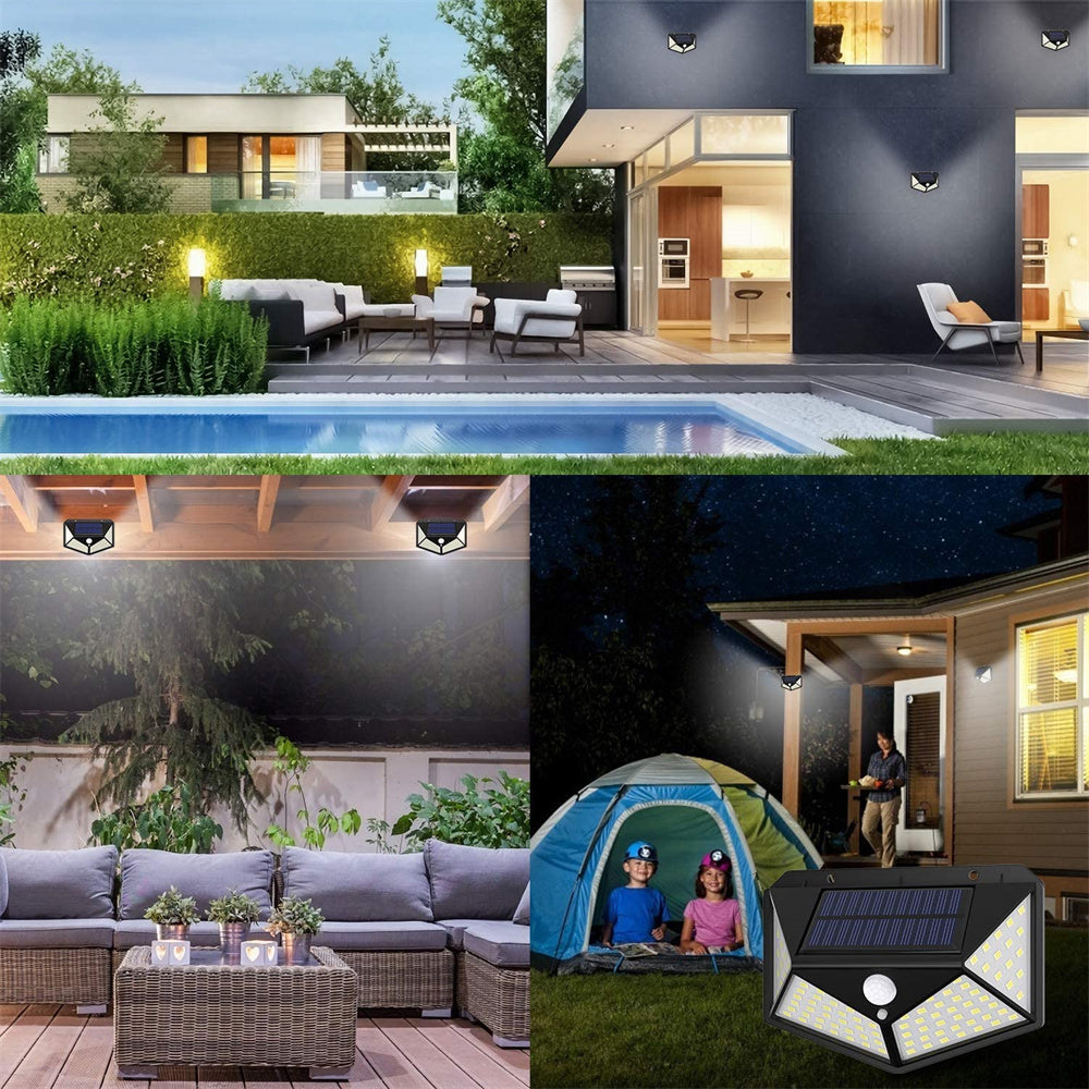 100 luces solares LED con sensor de movimiento para jardín