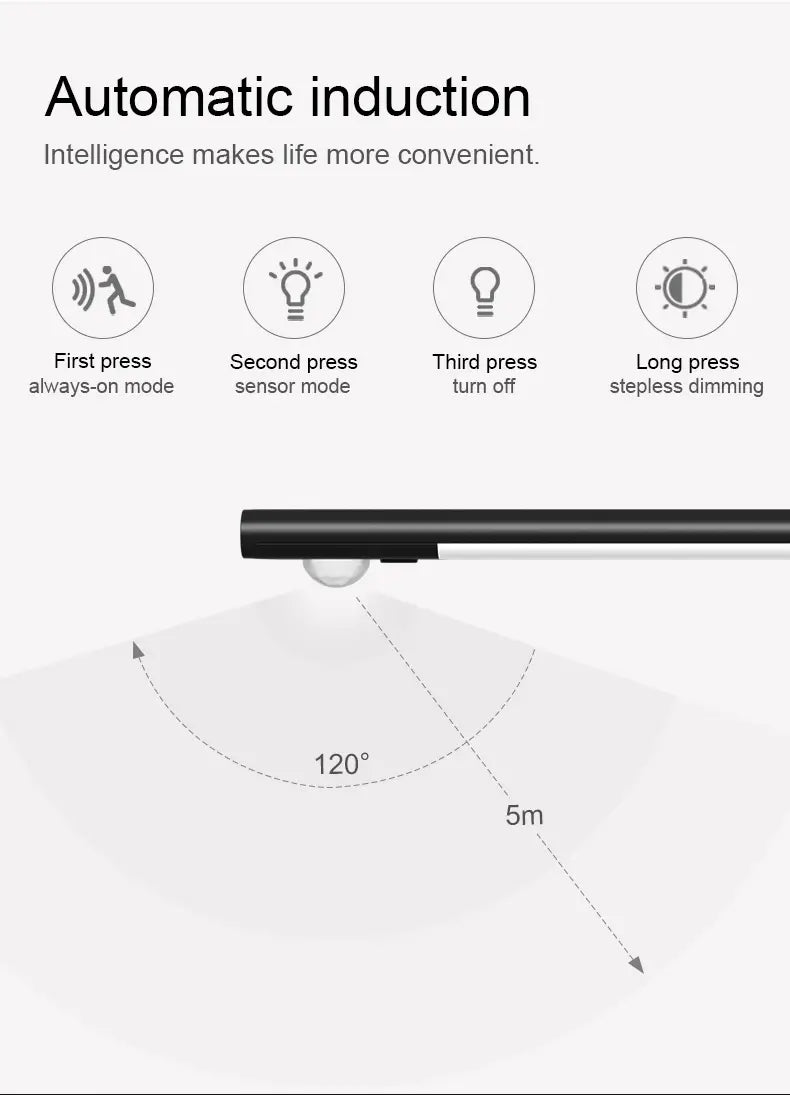 Luz LED de armario con sensor de movimiento para debajo del mostrador