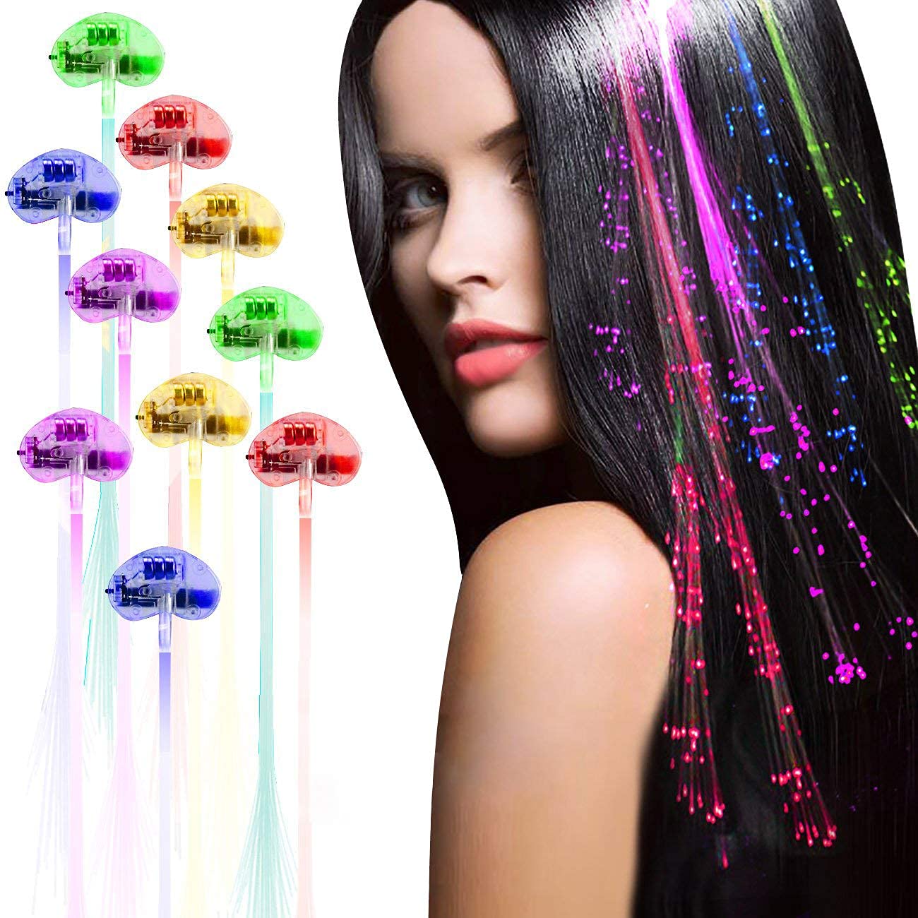 Acooe Hair Clip 12 Pack Flashing LED Light Up Toys Optics Led Hair Lights Barrettes for Party Bar Dancing Hairpin Light Up Hair Accessories