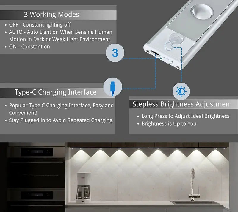 Luces LED Inalámbricas con Sensor de Movimiento de 30 cm - 2 Unidades