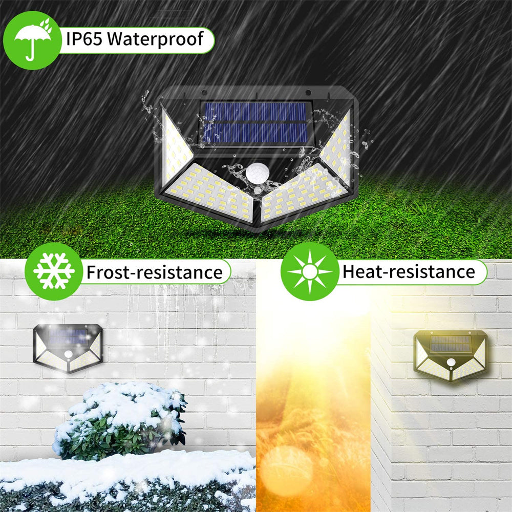 100 luces solares LED con sensor de movimiento para jardín