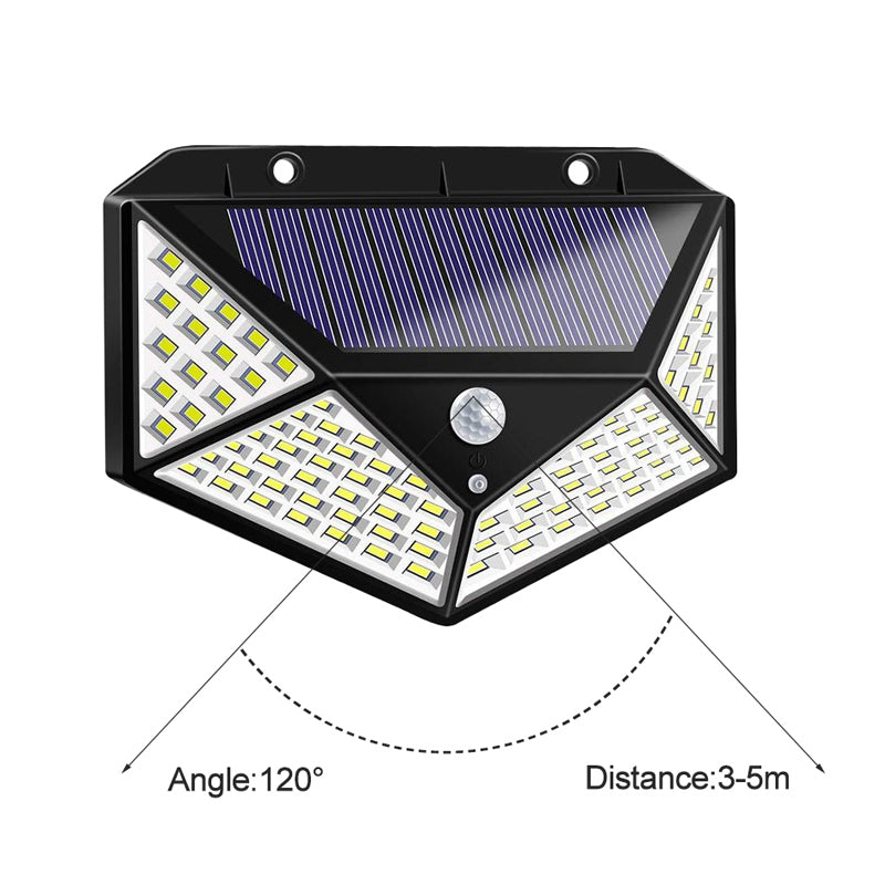 Solar-Bewegungsmelder-Außenleuchte mit 100 LEDs